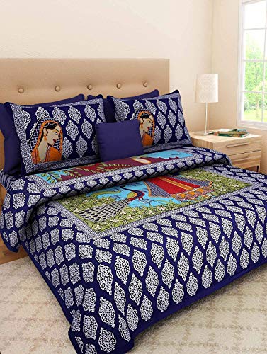 Cottonhandicool Cotton 120 TC floral printed Single Bedsheet (Standard, Blue, Pack of 1)