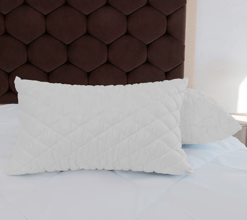 AVI Premium Quilted Bed Pillows for Sleeping Microfiber Filler Soft & Luxurious for Side and Back Sleepers, Set of 2 King Size, 20 x 36 Inch, White