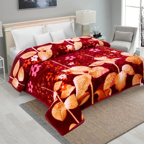 MUKHAKSH (Pack of 1 Indian Warm Woolen Winter Multicolour Mink Double Bed Blanket (2 Kg), Print May varyvery Comfortale