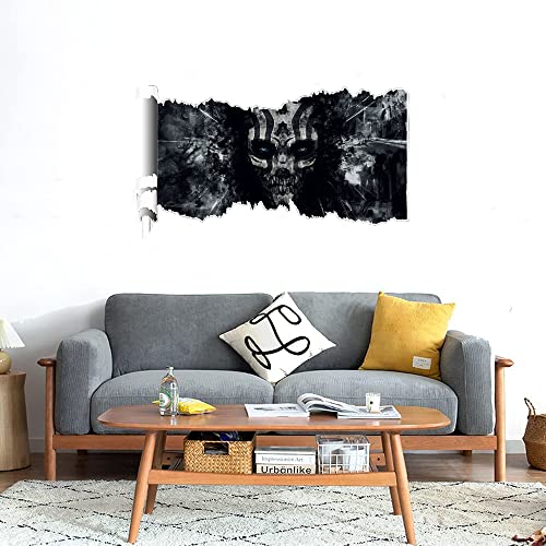 GADGETS WRAP Printed Wall Decal Sticker Scratched Paper Style Wall Decal (90cm x 50cm) - Skull Black Abstract