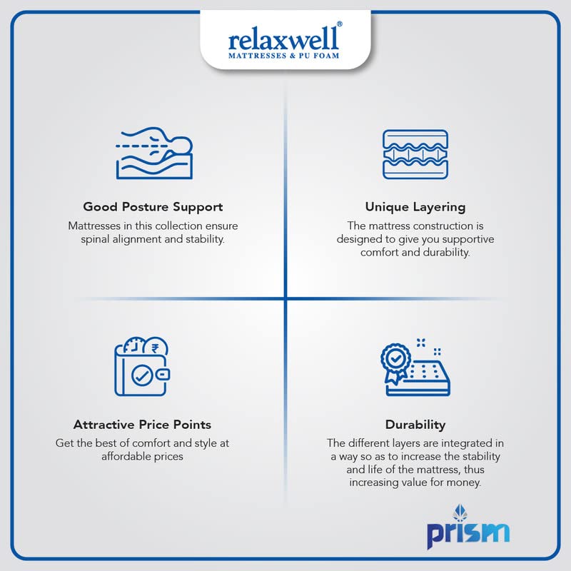 RELAXWELL MATRESSES Prism -Ortho Coir Mattress with Free Pillow for Your Comfort Night (72x36x5 Inches, Single)