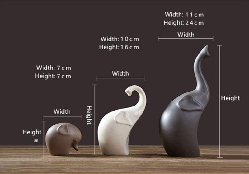 SRJANA Home Décor Elephant Family Matte Finish Ceramic Figurines - (Set of 3, Matte Brown)