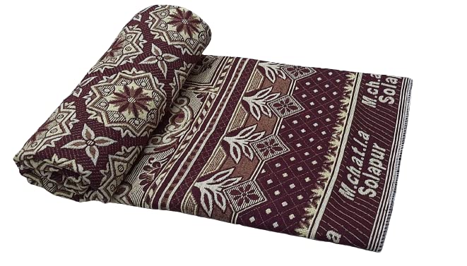 MAMRAJ Cotton Solapuri Single Chaddar Blanket (Multicolour) (Full, 5x7.5 ft)