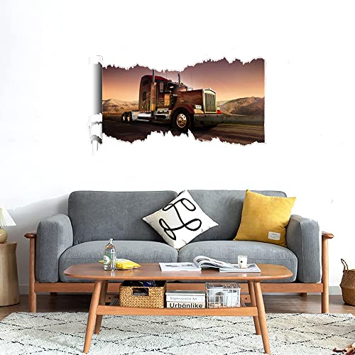 GADGETS WRAP Printed Wall Decal Sticker Scratched Paper Style Wall Decal (90cm x 50cm) - Semi Truck