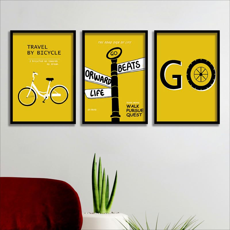 SAF paintings Set of 3 Motivational Quotes Wall Painting for Home Decoration SA-BLACKMX33511