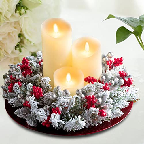 SAZ DEKOR Christmas Candle Wreath Candles Pillar Decorative Rustic for Home Wedding