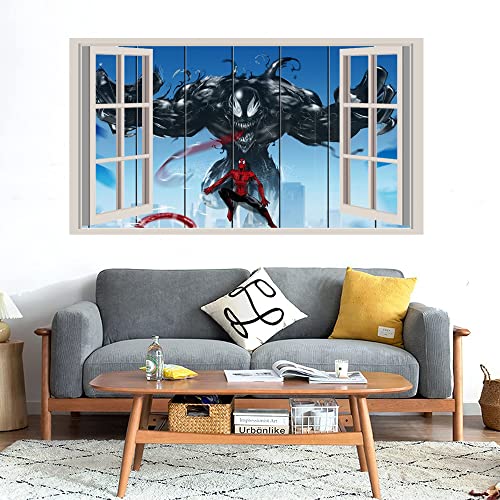 GADGETS WRAP Printed Wall Decal Sticker Fake Window Style Decal (90cm x 50cm) - Spider and Venom