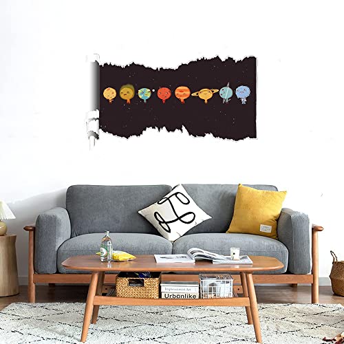 GADGETS WRAP Printed Wall Decal Sticker Scratched Paper Style Wall Decal (90cm x 50cm) - Minimalistic Planets