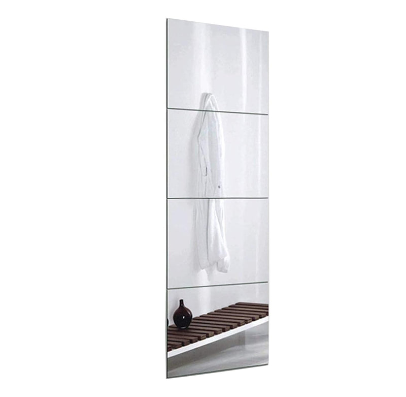 THE MIRROR Ammar Glass Square Frameless Wall Mirror Tiles (Silver, 12 x 16 inch) - 4 Pieces