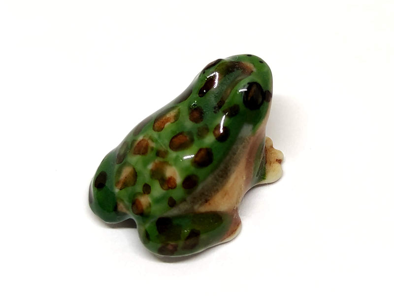 SSJSHOP Frog Micro Tiny Figurines Ceramic Hand Painted Animals Collectible Small Gift Home Decor, Green