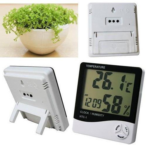 SEAHAVEN Humidity Time Display Meter with Alarm Clock, Wall Mount or Table Top,(Black and White)