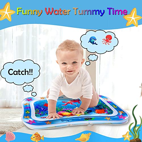 Cable World Baby Kids Water Mat Toys Inflatable Tummy Time Leakproof Water Mat, Fun Activity Play Center Indoor and Outdoor Water Mat for Baby Random Design