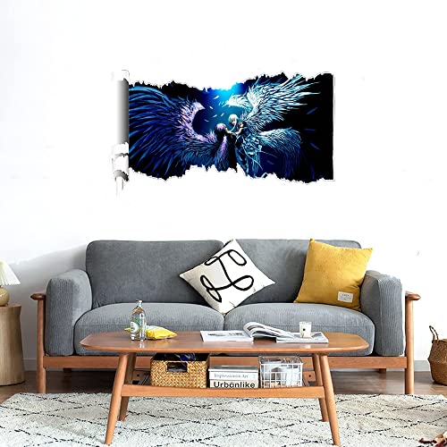 GADGETS WRAP Printed Wall Decal Sticker Scratched Paper Style Wall Decal (90cm x 50cm) - Two Angels Love Anime