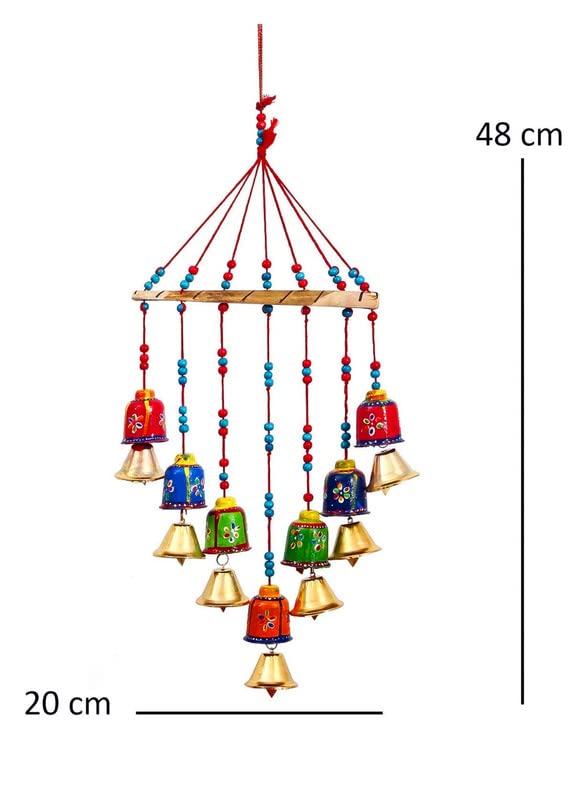 Aarushi� Rajasthani Wood Based Hand Made Wind Chime with Bells for Home/Decoration Door /Office/Wall Hanging/Garden -Set of 2