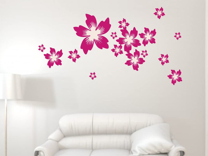 K2A Design Beautiful Pink Flower Wall Sticker Multicolor PVC Vinyl 80x110 Cm