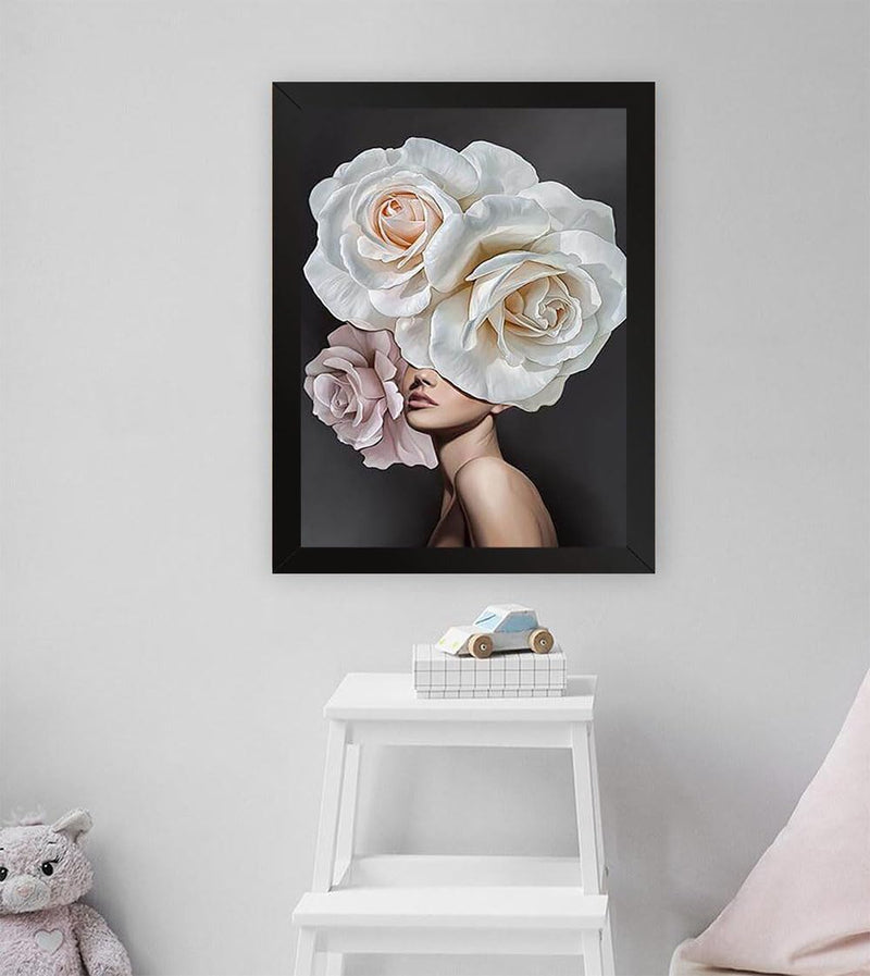 GADGETS WRAP Printed Photo Frame Matte Painting for Home Office Studio Living Room Decoration (11x17inch Black Framed) - Flower Lady (2)