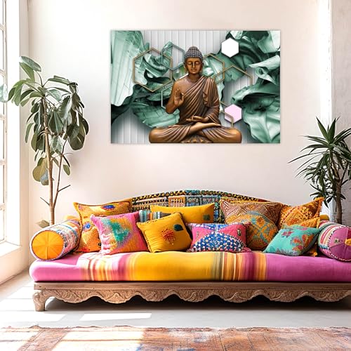 Indianara Rolled Sparkled Gautam Buddha Art Print for Room Décor Digital Reprint 36 inch x 24 inch Painting (10732PST)