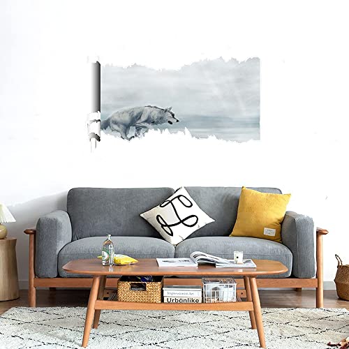 GADGETS WRAP Printed Wall Decal Sticker Scratched Paper Style Wall Decal (90cm x 50cm) - Wolves Painting Art Anime Wolf Original