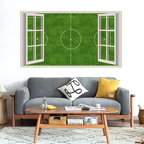 GADGETS WRAP Printed Wall Decal Sticker Fake Window Style Decal (90cm x 50cm) - Football Pitch