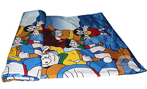 GodSun Harvest Doraemon Cartoon Printed Single Size (85x55 Inch) Bedsheet for Kids