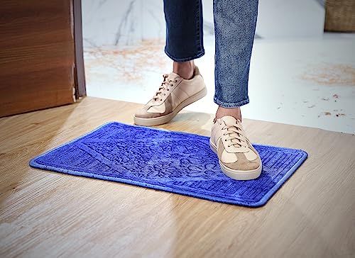 Amazon Brand - Solimo Premium Super Soft Fleece Rectangular Doormat for Home|Room|Office - Blue (38 X 58 Cm)