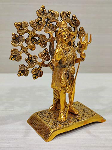 GiftNagri Gold Plated Metal Handicraft Lord Shiva Bholenath Shivji Idol Hindu Bhagwan Murti Bholebaba Idol with Flat Tree Standing for Home Temple Pooja Purpose