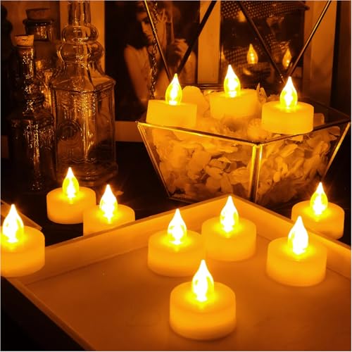 ThirteenthAananda LED Tealight Candles, Flameless Battery Operated, for Home Decoration, Led Candles Tealight Batteries Included for Ceremony Party Anniversary Engagement (20)