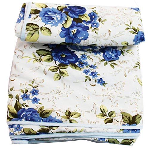 J Shree Pilling Super Soft Floral Print Blue Flowers Bunch Poly Cotton Double Bed Quilt/AC Dohar/Summer AC Blanket