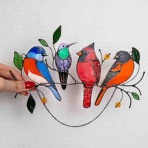 Bird Painting Window Decoration Birds Wall Art Ornaments Window Hanging Decorations, 4 Birds-Daerzy