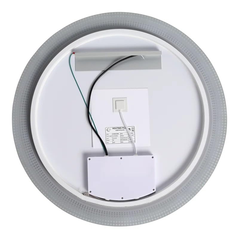 Artessa Modern Backlit Round LED Mirror with Defogger, Dimmer-Option, 3-Colour LED for Bathroom (60 x 60 CM)