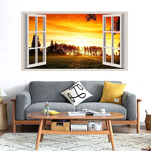 GADGETS WRAP Printed Wall Decal Sticker Fake Window Style Decal (90cm x 50cm) - Natural Evening