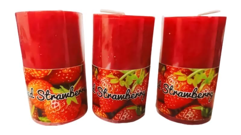 The Decor Affair Set of 3 Luxuriously Long-Lasting Red Pillar Candles - Exquisite Home Décor Gift Set for an Enchanting and Inviting Ambiance