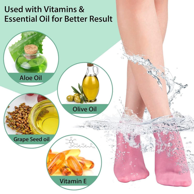 Silicone Moisturizing Socks Anti Slip Aloe Socks for Dry Cracked Feet Women