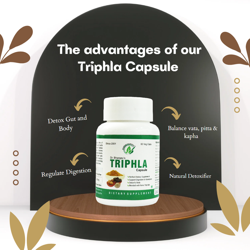 Dr.Bhargav’s I Triphla Capsules | Vata I Pitta I Kapha | Digestion I Detoxifier|  Detox Gut I Body | Anti-Oxidant | Acidity| Nourishment I Tissue I Cells I Conscious Intelligence I 60 Capsules