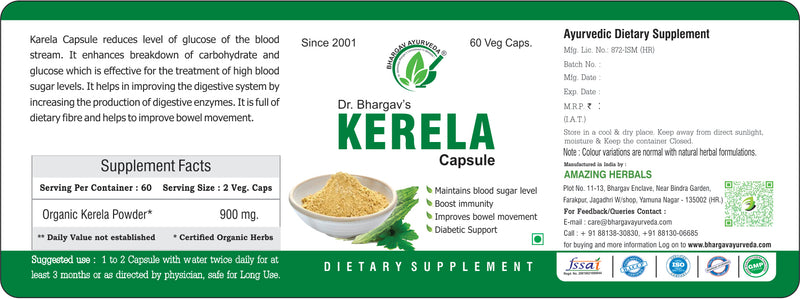 Dr.Bhargav's Madhu Jeevan Ras 500 ml & Karela 60 Capsule