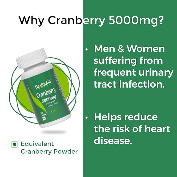 HealthAid I Cranberry 5000 mg I Equivalent I 60 Tablets