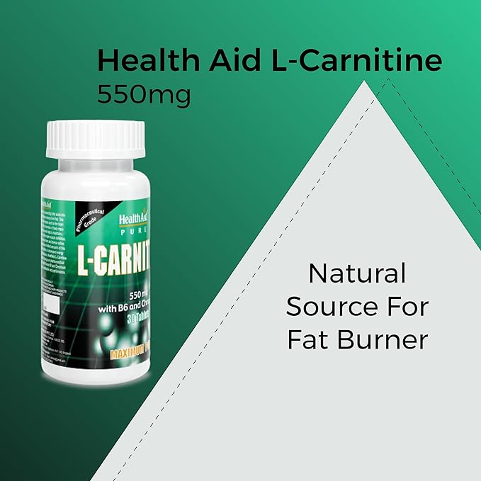 HealthAid I L-Carnitine 550 mg with Vitamin B6 I Chromium I 30 Tablets