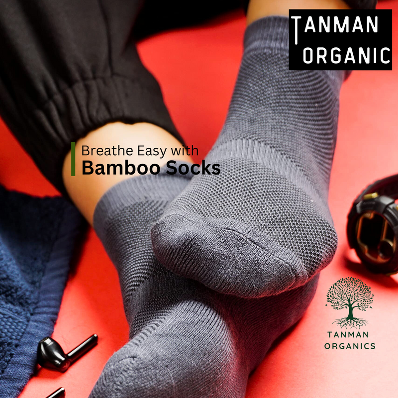 Tanman Organics Bamboo Fiber Unisex Ankle Socks (Odour Free) - Steel Grey