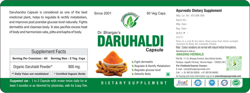 Dr.Bhargav's Derma Syrup 500 ml & Daruhaldi 60 Capsule