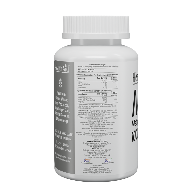 HealthAid I MSM 1000 mg I 90 Tablets