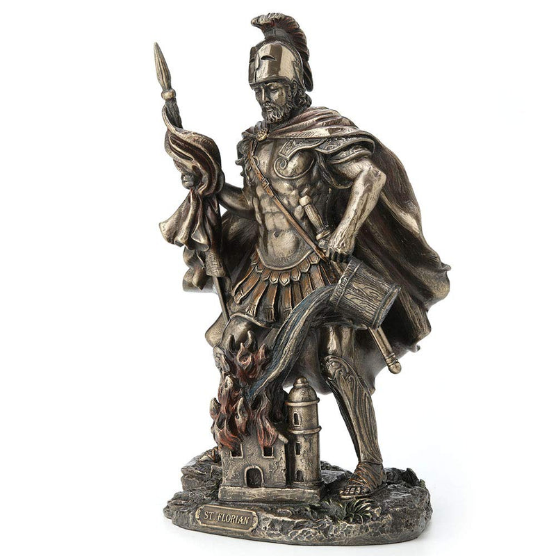 Veronese Design 9 Inch Saint Florian Patron Saint of Firefighters Antique Bronze Finish Christian Holy Roman Greek Statue