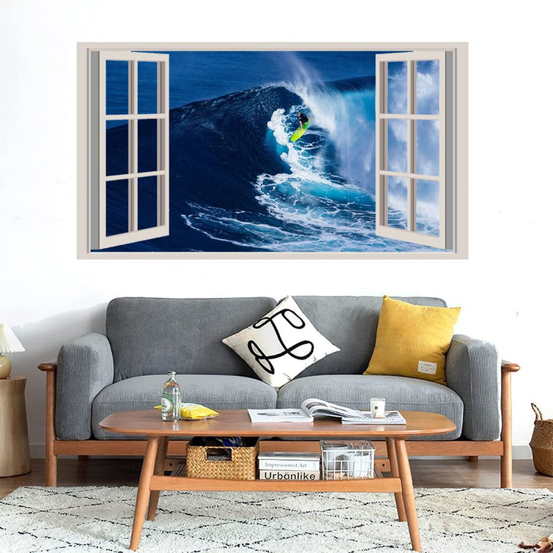 GADGETS WRAP Printed Wall Decal Sticker Fake Window Style Decal (90cm x 50cm) - surf Tube Riding