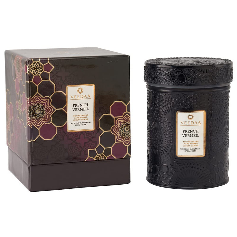 VEEDAA French Vermeil Soy Wax Mandala Glass Scented Candle (Burns 22 Hours)