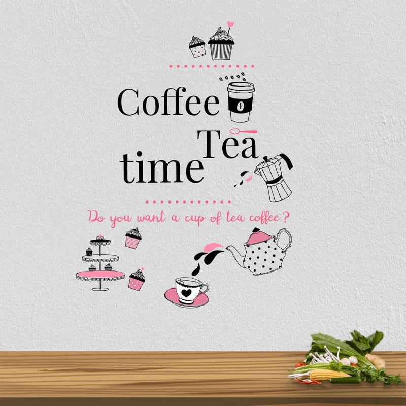 Delight Art Cup with Tea and Coffee Kitchen Design Wall Sticker Size - (85 * 64) cm Model id - (DAMC00261L)