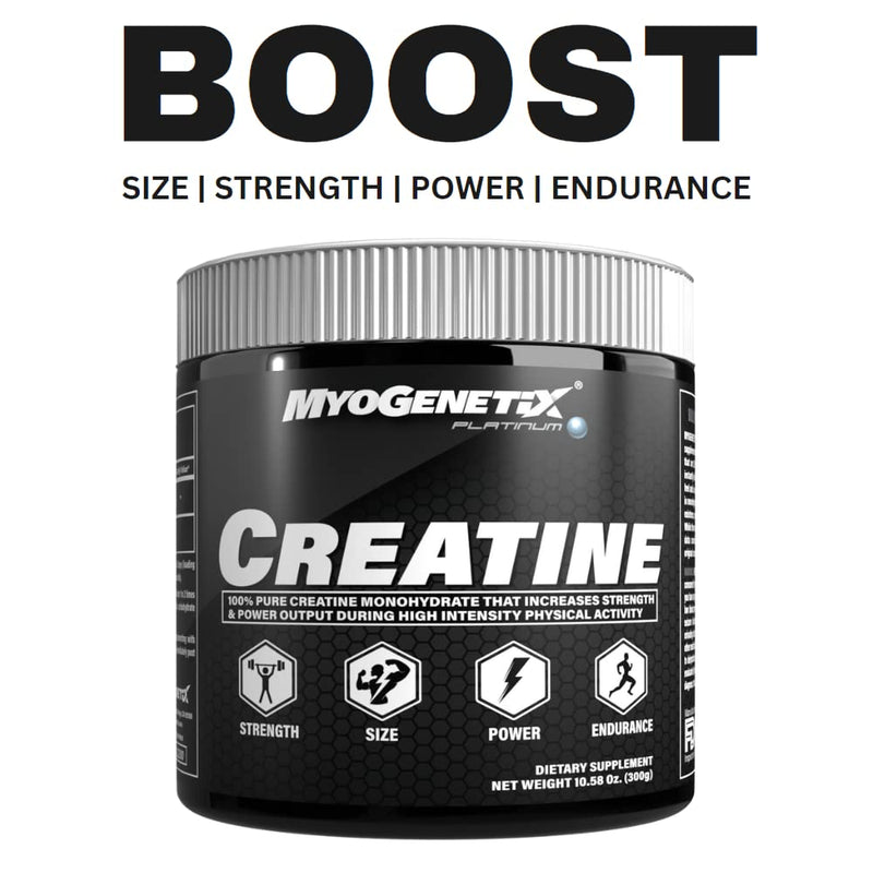 Myogenetix PLATINUM 100% PURE CREATINE MONOHYDRATE (100 SERVINGS) For Strength, Size, Power and Endurance | Powder Form Creatine |