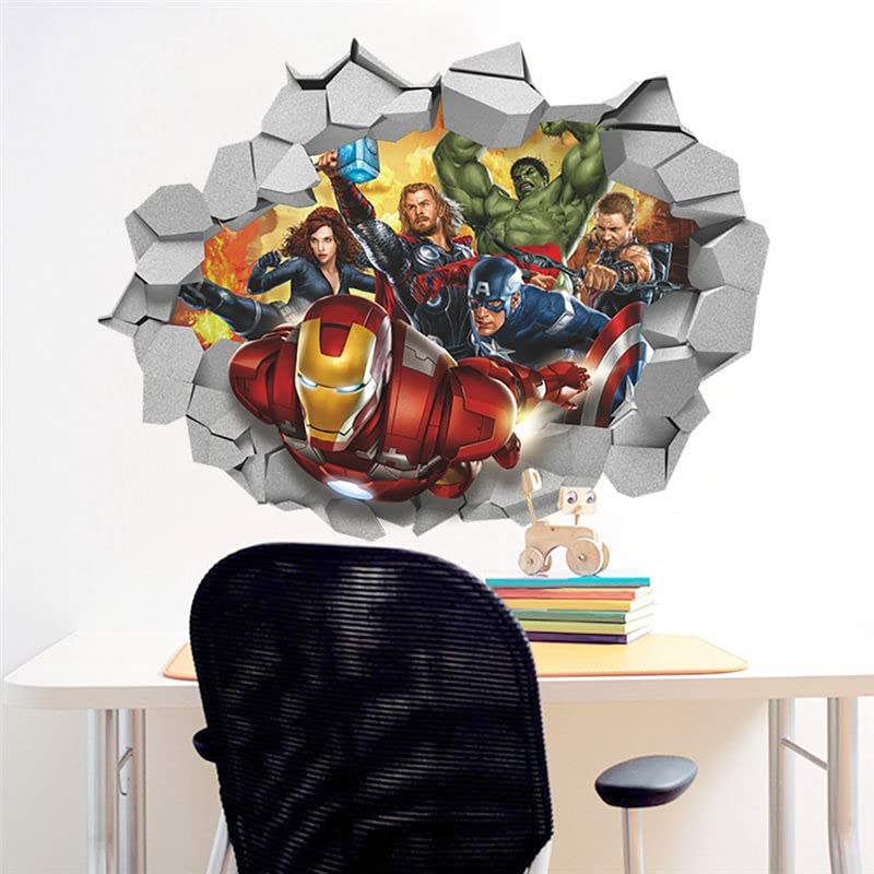 GADGETS WRAP Vinyl Wall Decal Sticker Super Heros Broken Hole