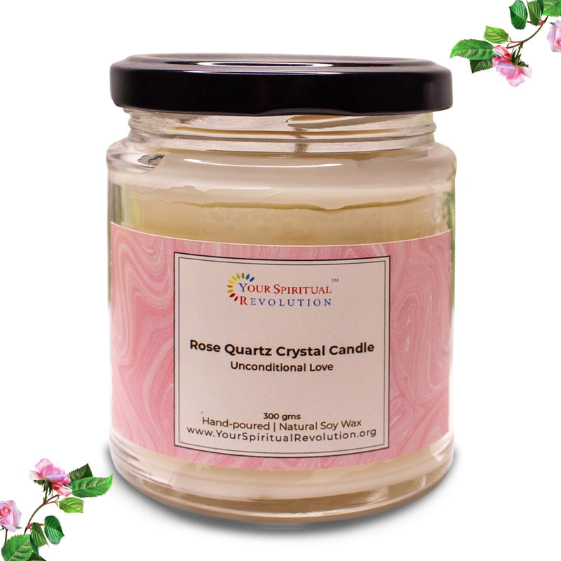 Your Spiritual Revolution Rose Quartz Crystal Candle Love Relationship Positive Energy Aura Cleansing Natural Soy Wax Scented Candle