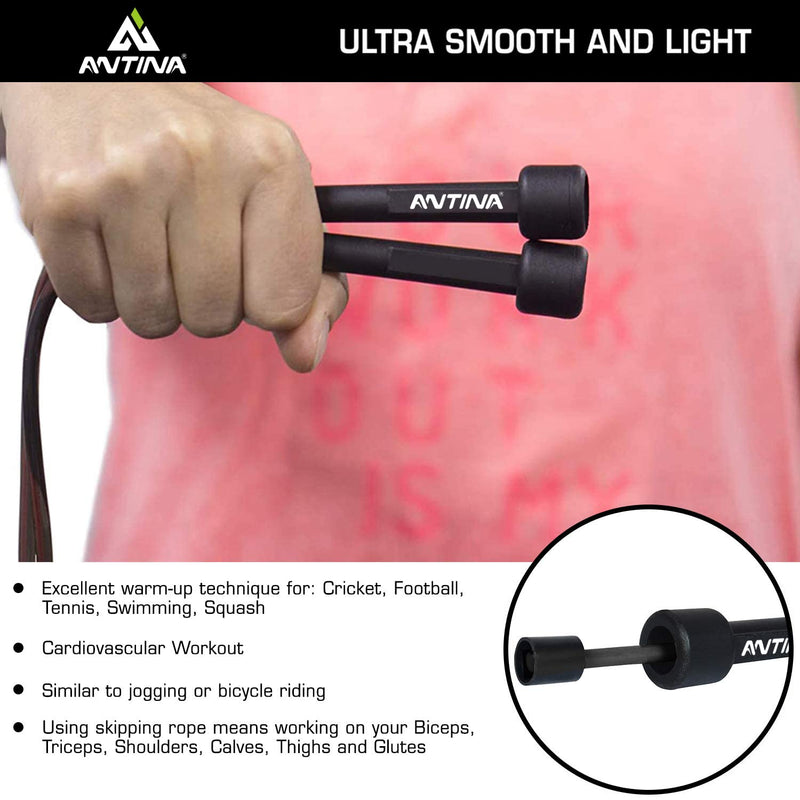 ANTINA Skipping Rope for Men and Women Jumping Rope With Adjustable Height Speed Skipping Rope for Exercise, Gym, Sports Fitness Adjustable Pencil Jump Rope (Black)