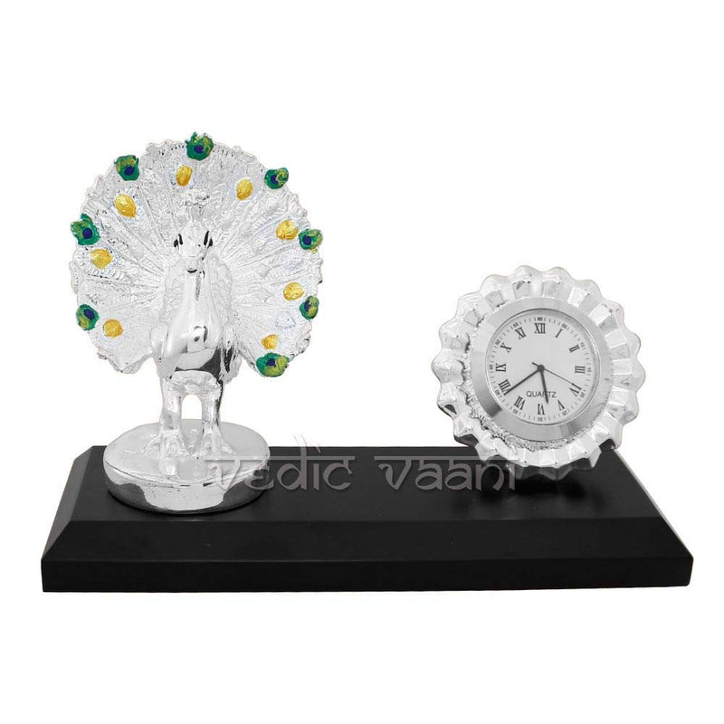 Vedic Vaani Peacock Numeral Noiseless Decorative Designer Desk Clock Watch for Home Decor (1 Pcs)