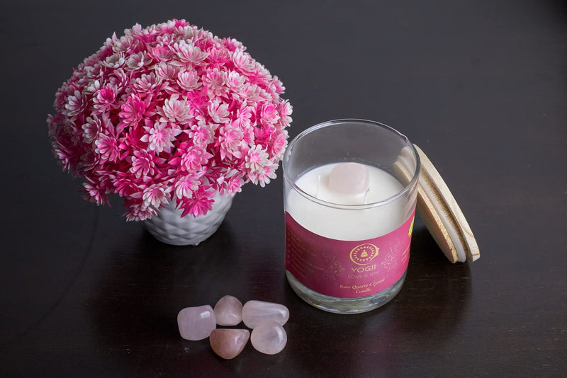 Yogii Aroma Soy Wax Rose Quartz Candles, Balances Heart Chakra